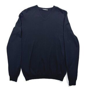 JOOP Black Merino Extra Fine Wool V Neck Sweater S Unisex Quiet Luxury Casual